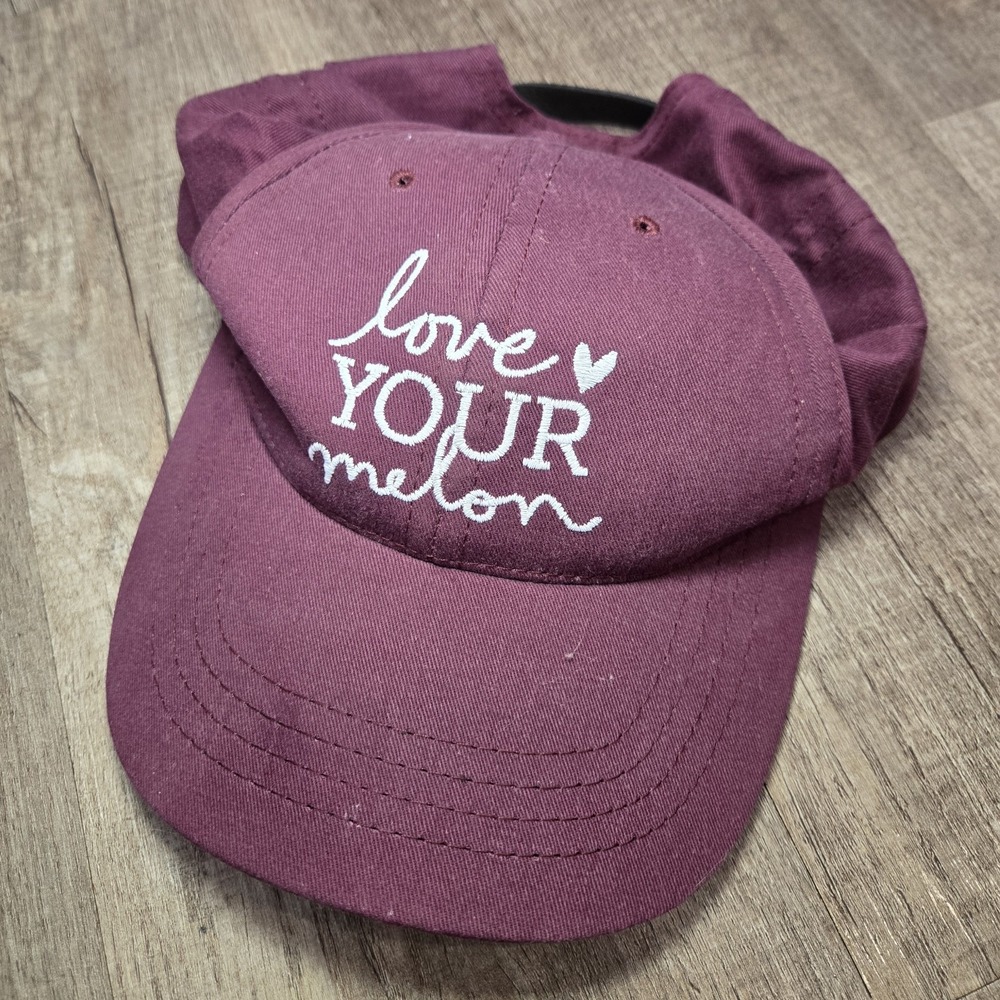 Love Your‎ Melon Brand Embroidered Baseball Hat Cap Adjustable Strap Burgundy